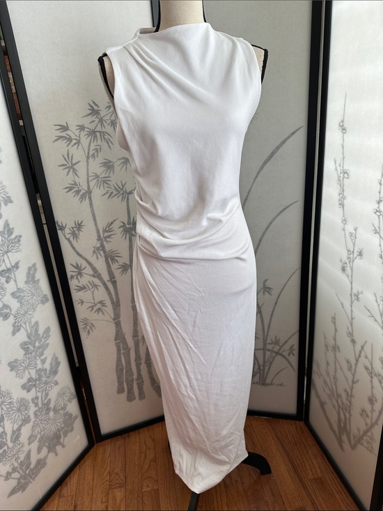 Zara Dresses & Skirts - Zara White Sleeveless Ruched Maxi Dress